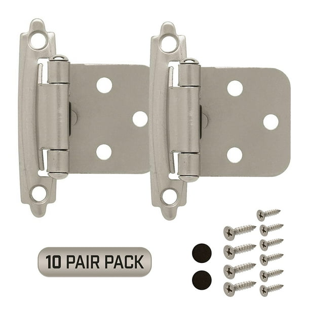 5pcs Four-Fold Hinge Hardware Resources Inset Adjustable Wrap Cabinet Door Hinge Color: Silver 